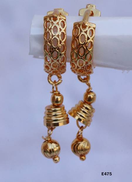 New Designer Regular Wear Golden Earrings Latest Collection E475